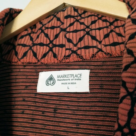 Marketplace Handwork of India Shawl Collar Cardigan Jacket Coat Coatigan L Boho - Picture 6 of 15